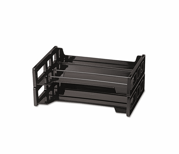 UNV08100 Side Load Letter Desk Tray, Two Tier, Plastic, Black By UNIVERSAL OFFICE PRODUCTS