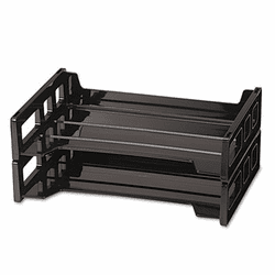 UNV08100 Side Load Letter Desk Tray, Two Tier, Plastic, Black By UNIVERSAL OFFICE PRODUCTS