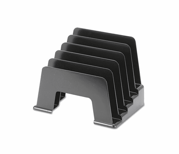UNV08104 Incline Sorter, Five Sections, Plastic, 8 x 5 1/2 x 6, Black By UNIVERSAL OFFICE PRODUCTS