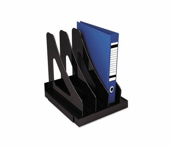 UNV08113 Vertical Add-On Sorter, Plastic, 3 Compartments, Black By UNIVERSAL OFFICE PRODUCTS