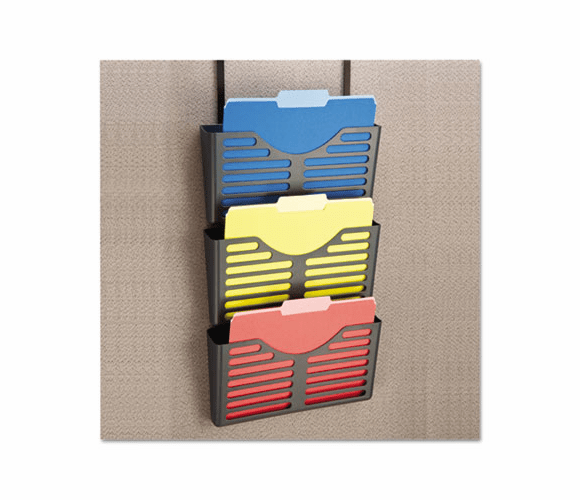 UNV08163 Recycled Plastic Cubicle Triple File Pocket, Black By UNIVERSAL OFFICE PRODUCTS