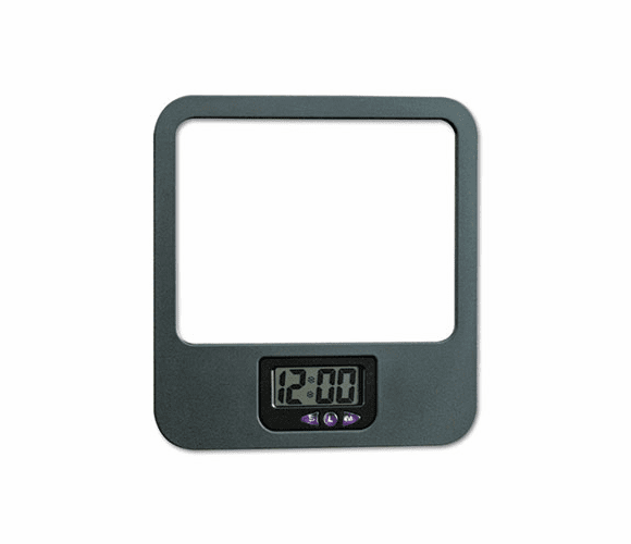 UNV08169 Recycled Plastic Cubicle Mirror with Digital Clock, Charcoal By UNIVERSAL OFFICE PRODUCTS
