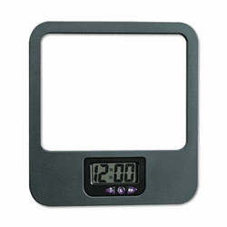 UNV08169 Recycled Plastic Cubicle Mirror with Digital Clock, Charcoal By UNIVERSAL OFFICE PRODUCTS