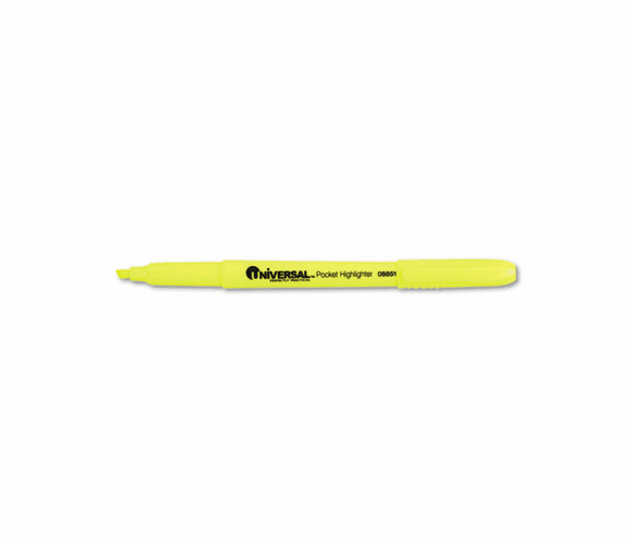 UNV08851 Pocket Clip Highlighter, Chisel Tip, Fluorescent Yellow Ink, 12/Pk By UNIVERSAL OFFICE PRODUCTS