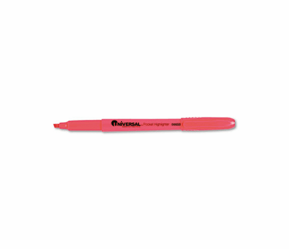 UNV08855 Pocket Clip Highlighter, Chisel Tip, Fluorescent Pink Ink, 12/Pk By UNIVERSAL OFFICE PRODUCTS