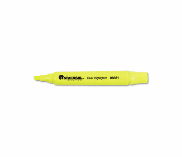 UNV08861 Desk Highlighter, Chisel Tip, Fluorescent Yellow, 12/Pk By UNIVERSAL OFFICE PRODUCTS