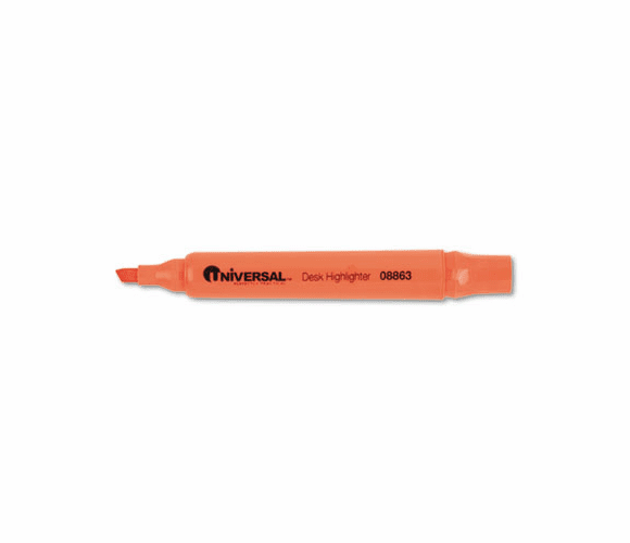 UNV08863 Desk Highlighter, Chisel Tip, Fluorescent Orange, 12/Pk By UNIVERSAL OFFICE PRODUCTS