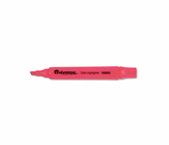 UNV08865 Desk Highlighter, Chisel Tip, Fluorescent Pink, 12/Pk By UNIVERSAL OFFICE PRODUCTS