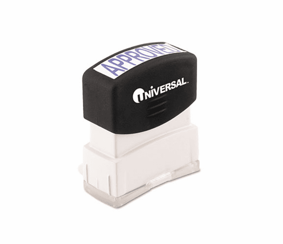 UNV10043 Message Stamp, APPROVED, Pre-Inked/Re-Inkable, Blue By UNIVERSAL OFFICE PRODUCTS