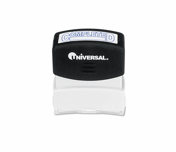 UNV10044 Message Stamp, COMPLETED, Pre-Inked/Re-Inkable, Blue Ink By UNIVERSAL OFFICE PRODUCTS
