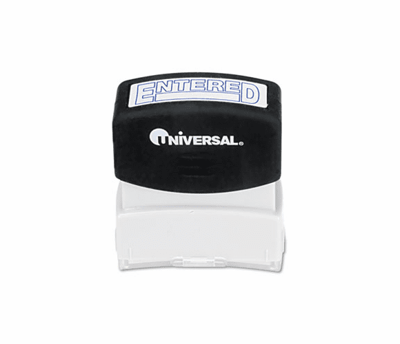 UNV10052 Message Stamp, ENTERED, Pre-Inked/Re-Inkable, Blue By UNIVERSAL OFFICE PRODUCTS