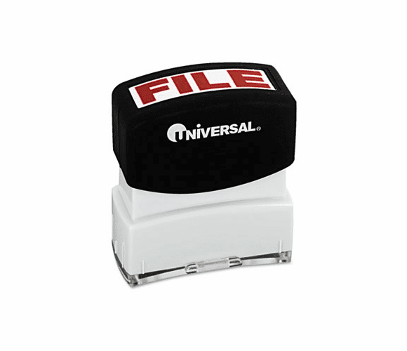 UNV10057 Message Stamp, FILE, Pre-Inked/Re-Inkable, Red By UNIVERSAL OFFICE PRODUCTS