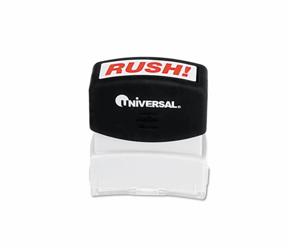 UNV10069 Message Stamp, RUSH, Pre-Inked/Re-Inkable, Red By UNIVERSAL OFFICE PRODUCTS