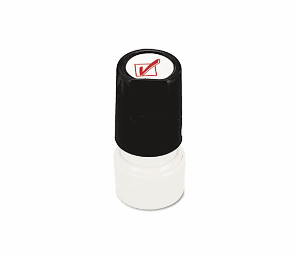 UNV10075 Round Message Stamp, CHECK MARK, Pre-Inked/Re-Inkable, Red By UNIVERSAL OFFICE PRODUCTS