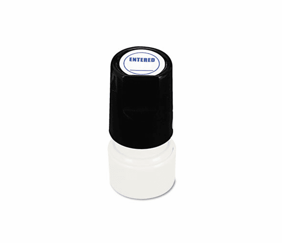 UNV10076 Round Message Stamp, ENTERED, Pre-Inked/Re-Inkable, Blue By UNIVERSAL OFFICE PRODUCTS
