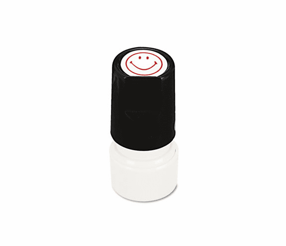 UNV10080 Round Message Stamp, SMILEY FACE, Pre-Inked/Re-Inkable, Red By UNIVERSAL OFFICE PRODUCTS