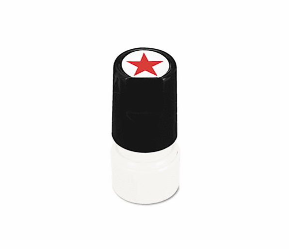 UNV10081 Round Message Stamp, STAR, Pre-Inked/Re-Inkable, Red By UNIVERSAL OFFICE PRODUCTS