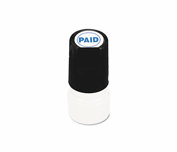 UNV10082 Round Message Stamp, PAID, Pre-Inked/Re-Inkable, Blue By UNIVERSAL OFFICE PRODUCTS