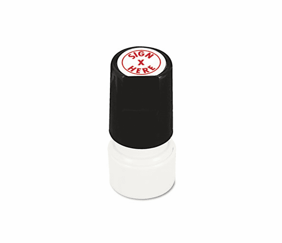 UNV10086 Round Message Stamp, SIGN HERE, Pre-Inked/Re-Inkable, Red By UNIVERSAL OFFICE PRODUCTS