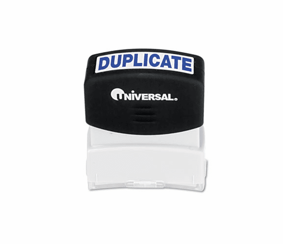 UNV10100 Message Stamp, DUPLICATE, Pre-Inked/Re-Inkable, Blue By UNIVERSAL OFFICE PRODUCTS