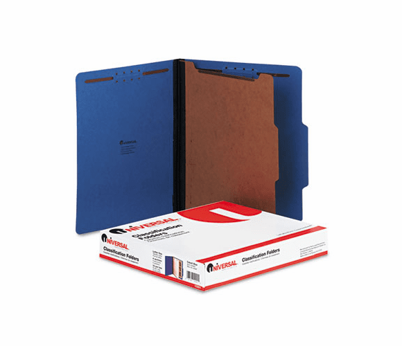 UNV10201 Pressboard Classification Folders, Letter, Four-Section, Cobalt Blue, 10/Box By UNIVERSAL OFFICE PRODUCTS