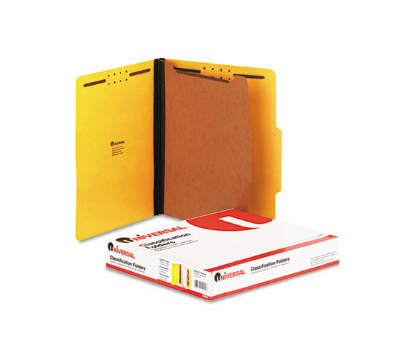 UNV10204 Pressboard Classification Folders, Letter, Four-Section, Yellow, 10/Box By UNIVERSAL OFFICE PRODUCTS