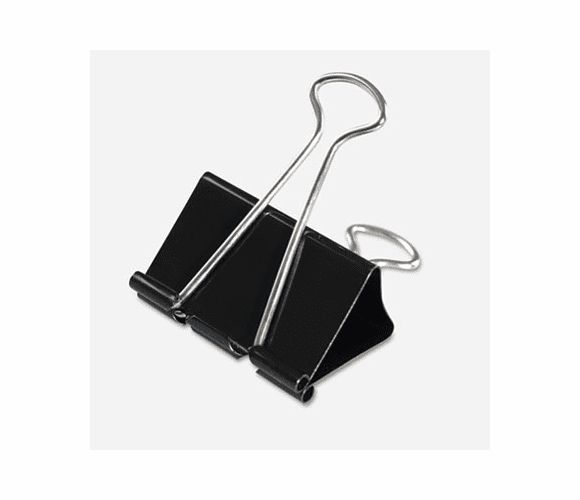 UNV10220 Large Binder Clips, Steel Wire, 1" Capacity, 2" Wide, Black/Silver, Dozen By UNIVERSAL OFFICE PRODUCTS