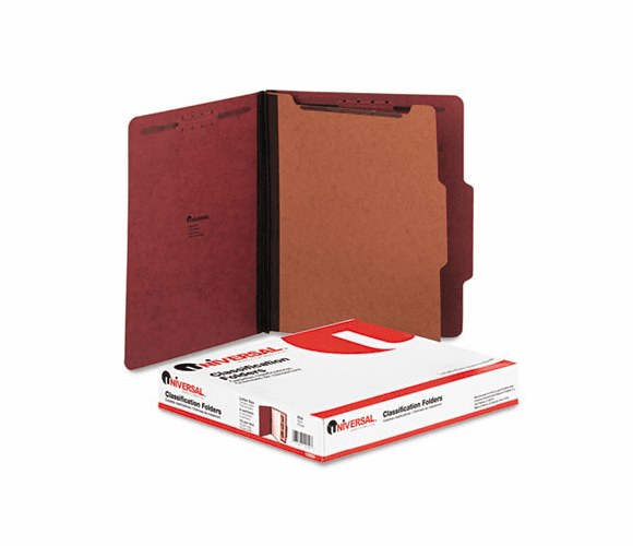 UNV10250 Pressboard Classification Folder, Letter, Four-Section, Red, 10/Box By UNIVERSAL OFFICE PRODUCTS