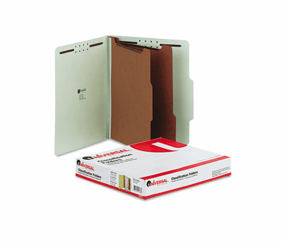 UNV10273 Pressboard Classification Folder, Letter, Six-Section, Gray-Green, 10/Box By UNIVERSAL OFFICE PRODUCTS