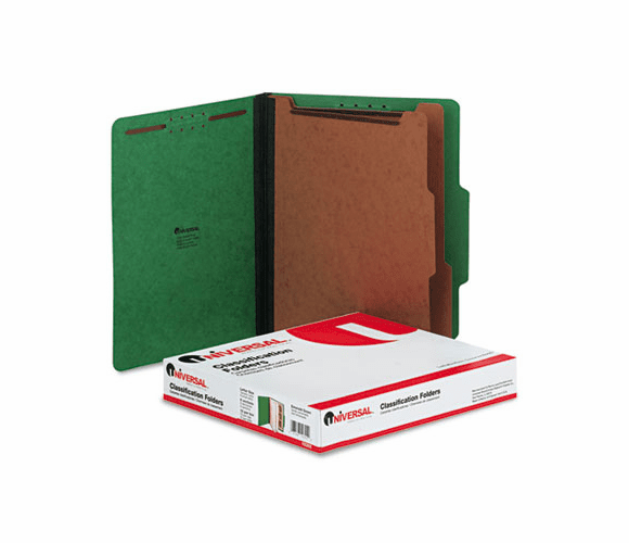UNV10302 Pressboard Classification Folders, Letter, Six-Section, Emerald Green, 10/Box By UNIVERSAL OFFICE PRODUCTS