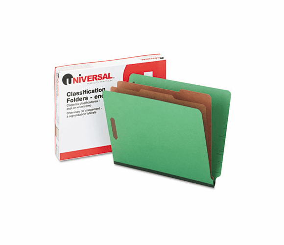 UNV10317 Pressboard End Tab Folders, Letter, Six-Section, Green, 10/Box By UNIVERSAL OFFICE PRODUCTS