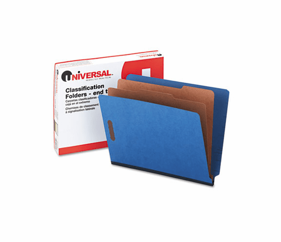 UNV10318 Pressboard End Tab Classification Folders, Letter, Six-Section, Blue, 10/Box By UNIVERSAL OFFICE PRODUCTS