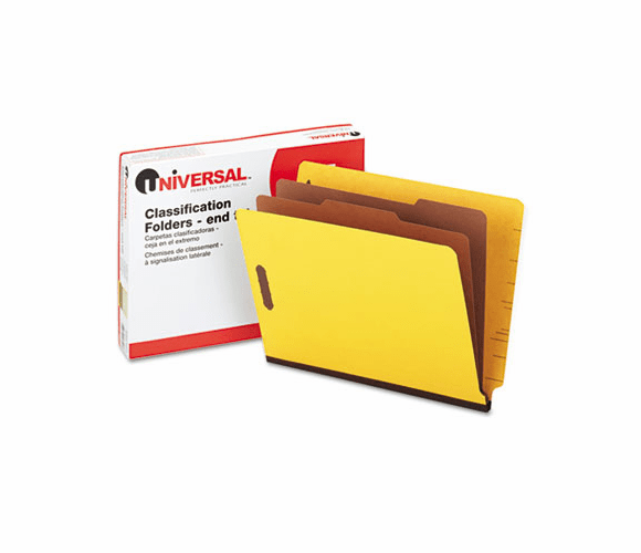 UNV10319 Pressboard End Tab Classification Folders, Letter, Six-Section, Yellow, 10/Box By UNIVERSAL OFFICE PRODUCTS