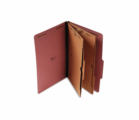 UNV10326 Pressboard Folder with 2 Dividers, Legal, Six-Section, Red, 10/Box By UNIVERSAL OFFICE PRODUCTS