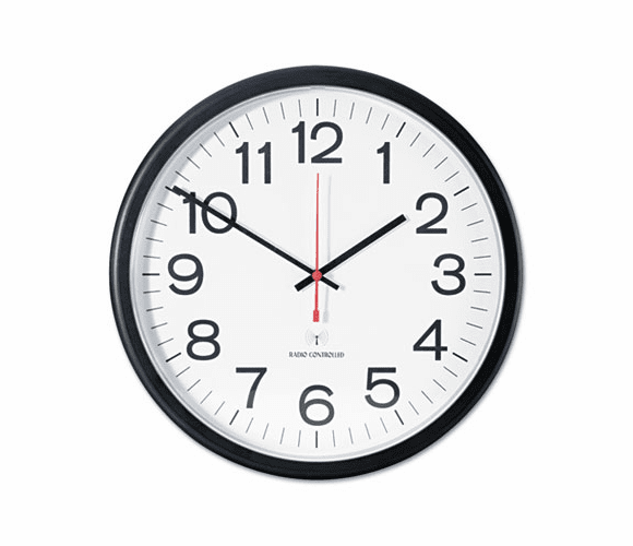 UNV10417 Indoor/Outdoor Clock, Atomic, 13-1/2in, Black By UNIVERSAL OFFICE PRODUCTS