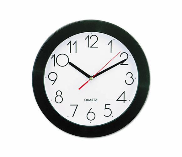 UNV10421 Round Wall Clock, 9-3/4in, Black By UNIVERSAL OFFICE PRODUCTS