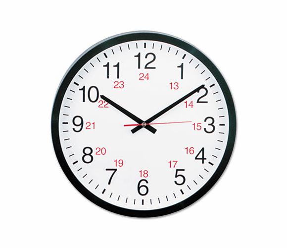 UNV10441 24-Hour Round Wall Clock, 12 3/4 ", Black By UNIVERSAL OFFICE PRODUCTS