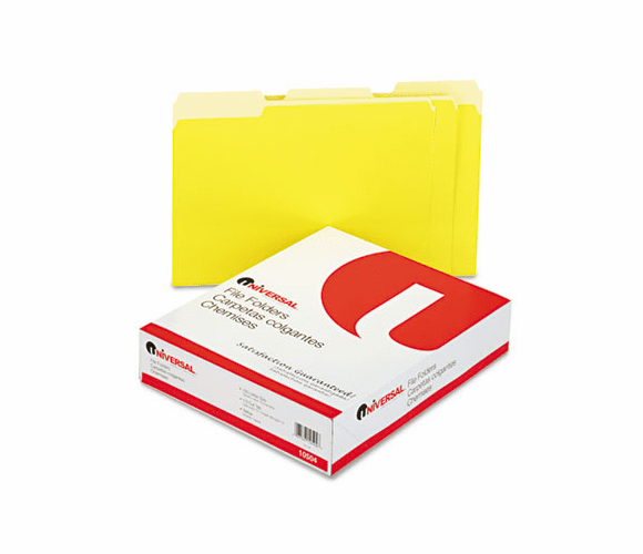 UNV10504 Colored File Folders, 1/3 Cut One-Ply Top Tab, Letter, Yellow/Lt Yellow, 100/Box By UNIVERSAL OFFICE PRODUCTS