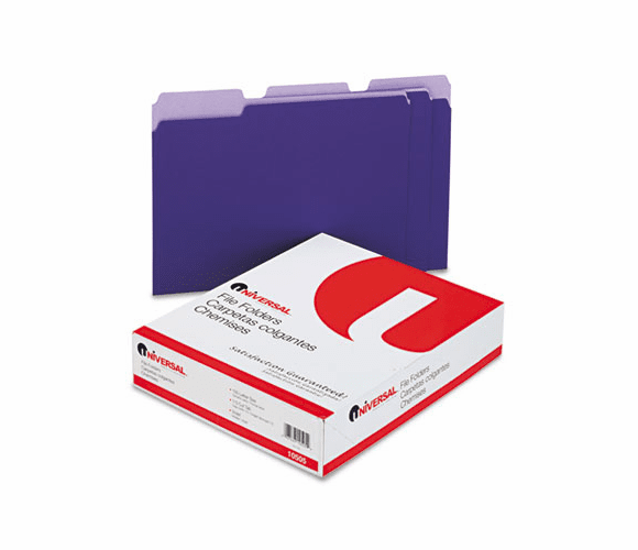 UNV10505 Colored File Folders, 1/3 Cut One-Ply Top Tab, Letter, Violet/Lt Violet, 100/Box By UNIVERSAL OFFICE PRODUCTS