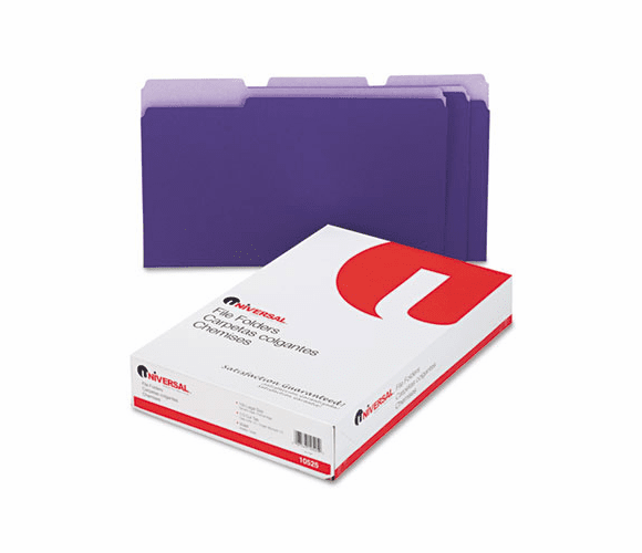 UNV10525 Colored File Folders, 1/3 Cut One-Ply Top Tab, Legal, Violet/Lt Violet, 100/Box By UNIVERSAL OFFICE PRODUCTS