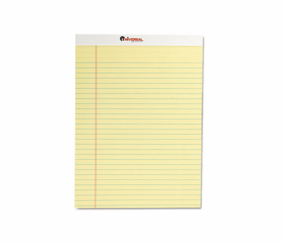 UNV10630 Perforated Edge Writing Pad, Legal/Margin Rule, Letter, Canary, 50-Sheet, Dozen By UNIVERSAL OFFICE PRODUCTS