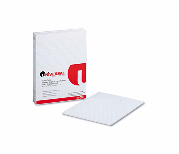 UNV11000 Glue Top Writing Pads, Wide Rule, Letter, White, 50-Sheet Pads/Pack, Dozen By UNIVERSAL OFFICE PRODUCTS