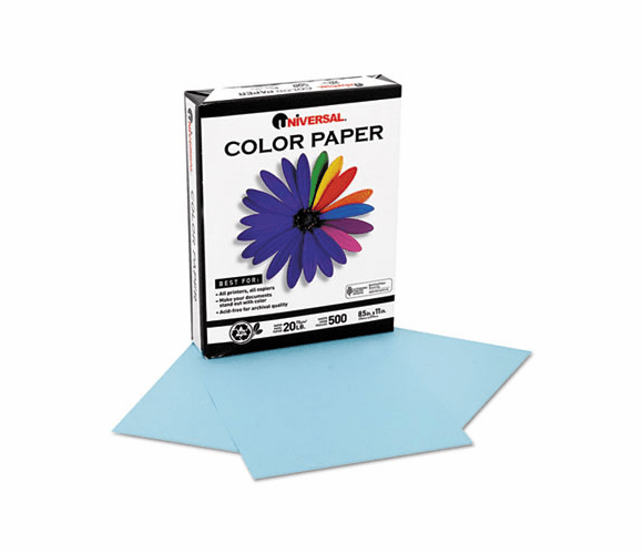 UNV11202 Colored Paper, 20lb, 8-1/2 x 11, Blue, 500 Sheets/Ream By UNIVERSAL OFFICE PRODUCTS