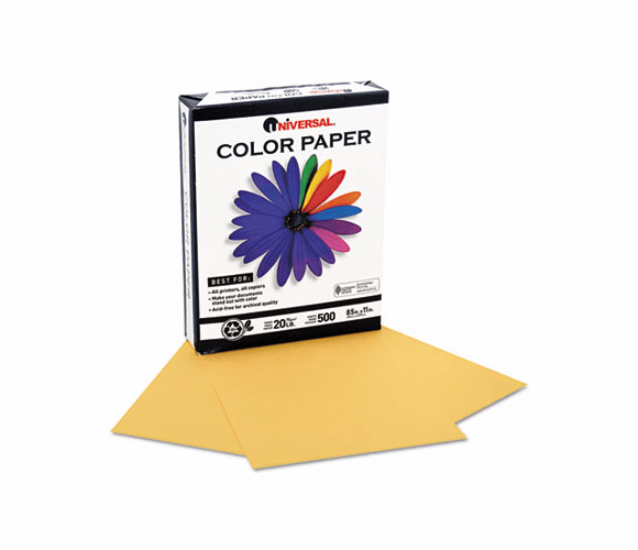 UNV11205 Colored Paper, 20lb, 8-1/2 x 11, Goldenrod, 500 Sheets/Ream By UNIVERSAL OFFICE PRODUCTS