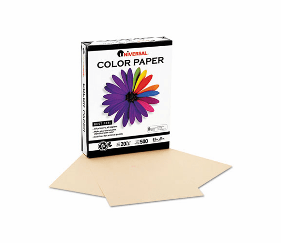 UNV11207 Colored Paper, 20lb., 8-1/2 x 11, Tan, 500 Sheets/Ream By UNIVERSAL OFFICE PRODUCTS