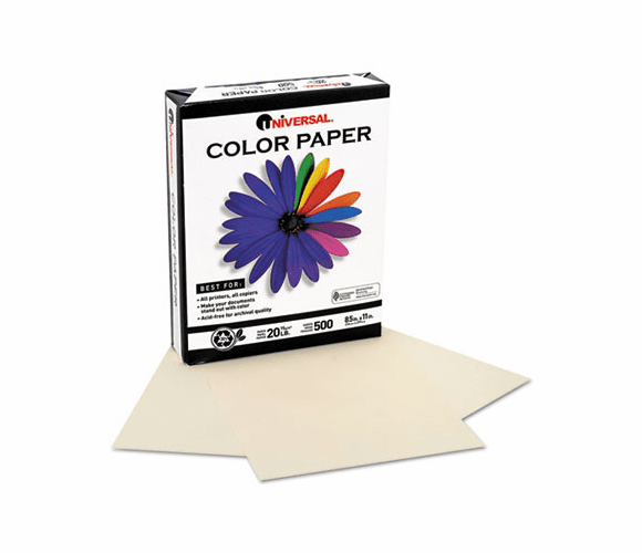 UNV11208 Colored Paper, 20lb, 8-1/2 x 11, Ivory, 500 Sheets/Ream By UNIVERSAL OFFICE PRODUCTS