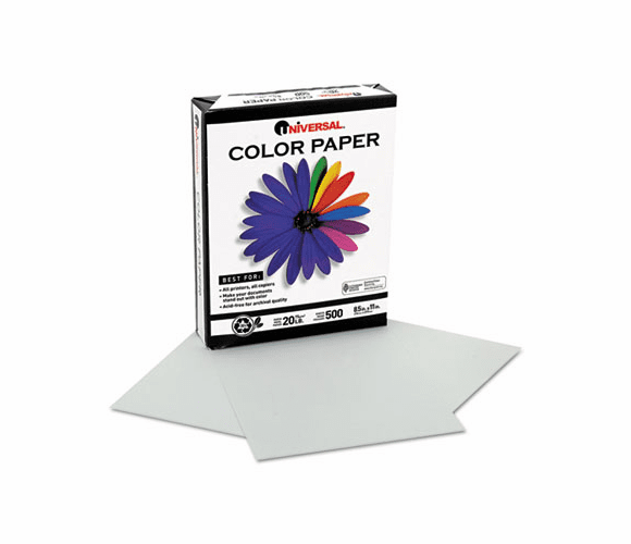 UNV11209 Colored Paper, 20lb, 8-1/2 x 11, Gray, 500 Sheets/Ream By UNIVERSAL OFFICE PRODUCTS