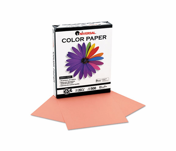 UNV11210 Colored Paper, 20lb, 8-1/2 x 11, Salmon, 500 Sheets/Ream By UNIVERSAL OFFICE PRODUCTS