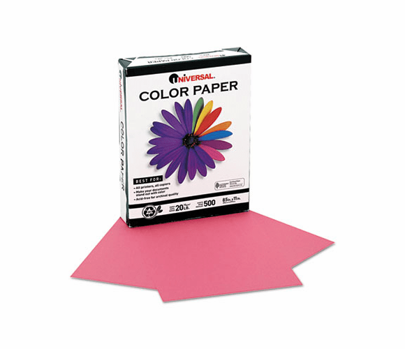 UNV11211 Colored Paper, 20lb, 8-1/2 x 11, Cherry, 500 Sheets/Ream By UNIVERSAL OFFICE PRODUCTS