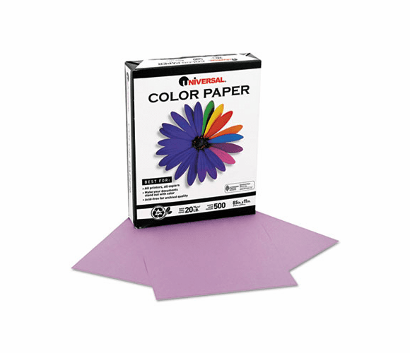 UNV11212 Colored Paper, 20lb, 8-1/2 x 11, Orchid, 500 Sheets/Ream By UNIVERSAL OFFICE PRODUCTS